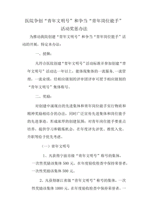 医院争创“青年文明号”和争当“青年岗位能手”活动奖惩办法.docx