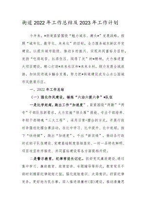 街道2022年工作总结及2023年工作计划.docx