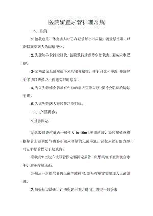 医院留置尿管护理常规.docx