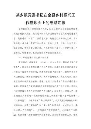 某乡镇党委书记在全县乡村振兴工作座谈会上的思路汇报.docx