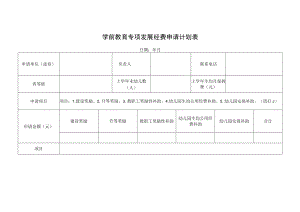学前教育专项发展经费申请计划表.docx