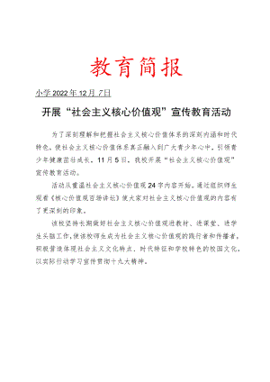 开展“社会主义核心价值观”宣传教育活动简报.docx