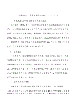 实施清洁生产和资源综合利用技术改造行动计划.docx