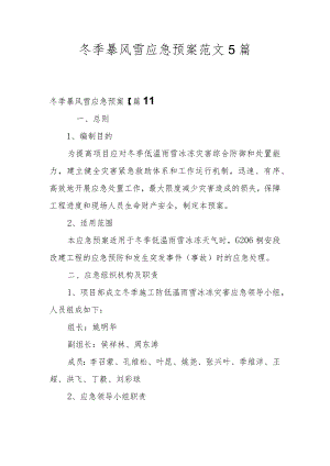 冬季暴风雪应急预案范文5篇.docx