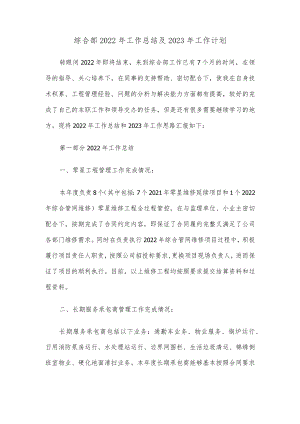 综合部2022年工作总结及2023年工作计划.docx