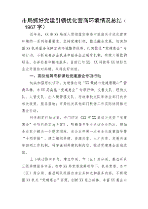 市局抓好党建引领优化营商环境情况总结.docx