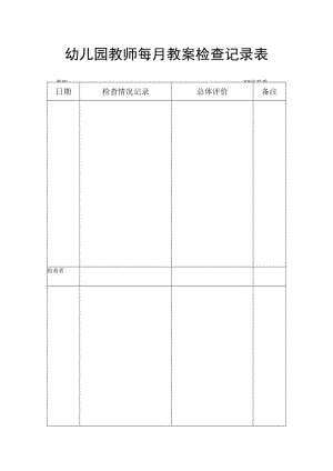 【新】幼儿园教师每月教案检查记录表.docx