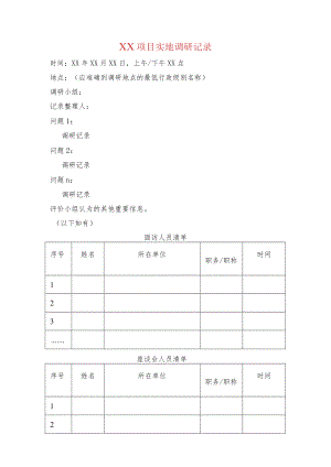 XX项目实地调研记录.docx