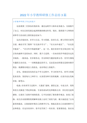 (精编)2022年小学教师研修工作总结3篇.docx