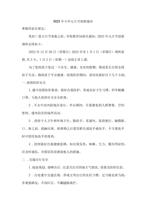 2023年实验小学元旦节放假通知.docx