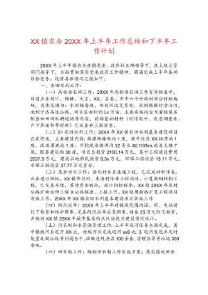 镇农办2022年上半年工作总结和下半年工作计划.docx