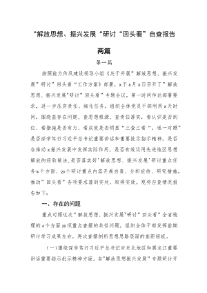 解放思想振兴发展研讨回头看自查报告两篇.docx