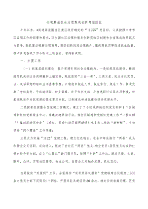 街道基层社会治理集成创新典型经验.docx