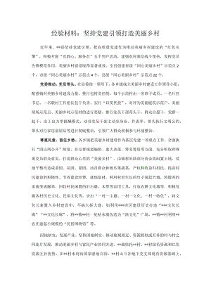经验材料：坚持党建引领 打造美丽乡村.docx