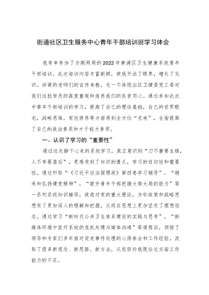 街道社区卫生服务中心青年干部培训班学习体会.docx