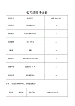 公司绩效评估表.docx