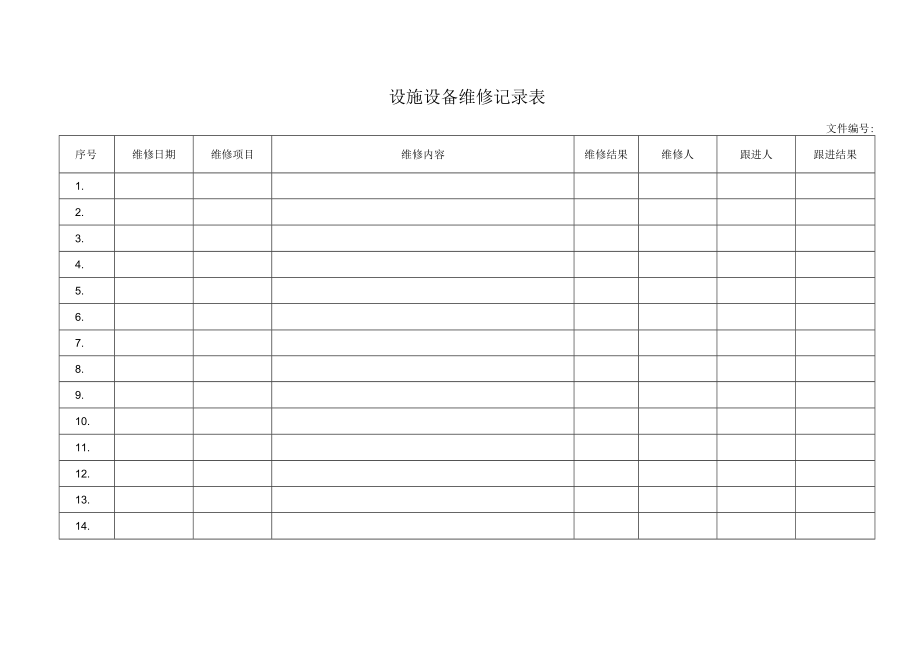 设施设备维修记录表.docx_第1页