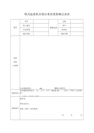 塔式起重机安装后垂直度检测记录表.docx