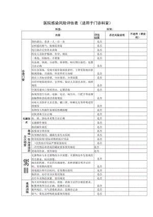 医院感染风险评估表（适用于门诊科室）1-3-16.docx