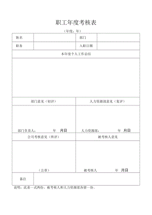 职工年度考核表（人事管理）.docx