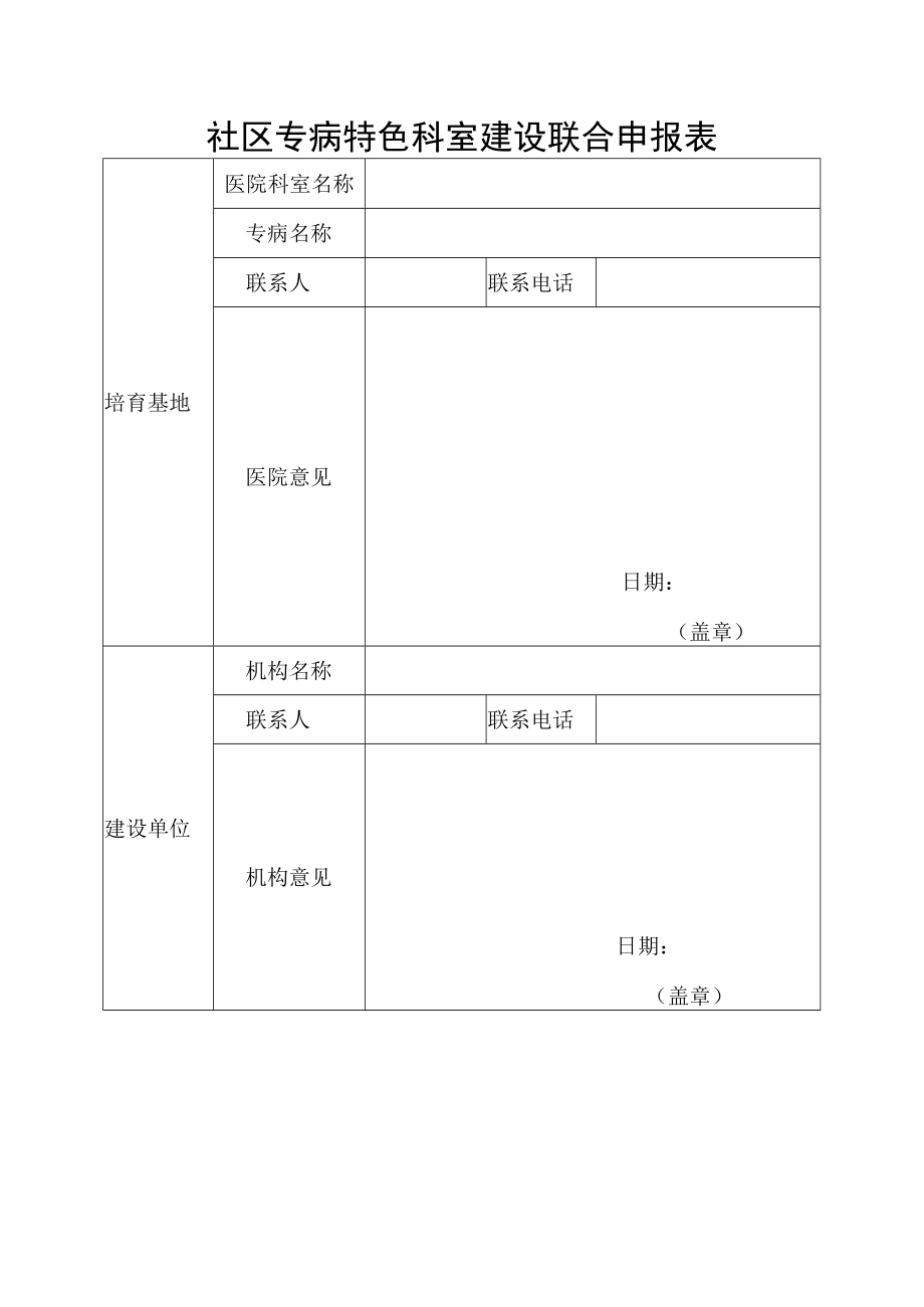 社区专病特色科室建设联合申报表.docx_第1页