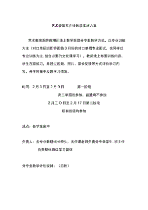 艺术表演系在线教学实施方案.docx