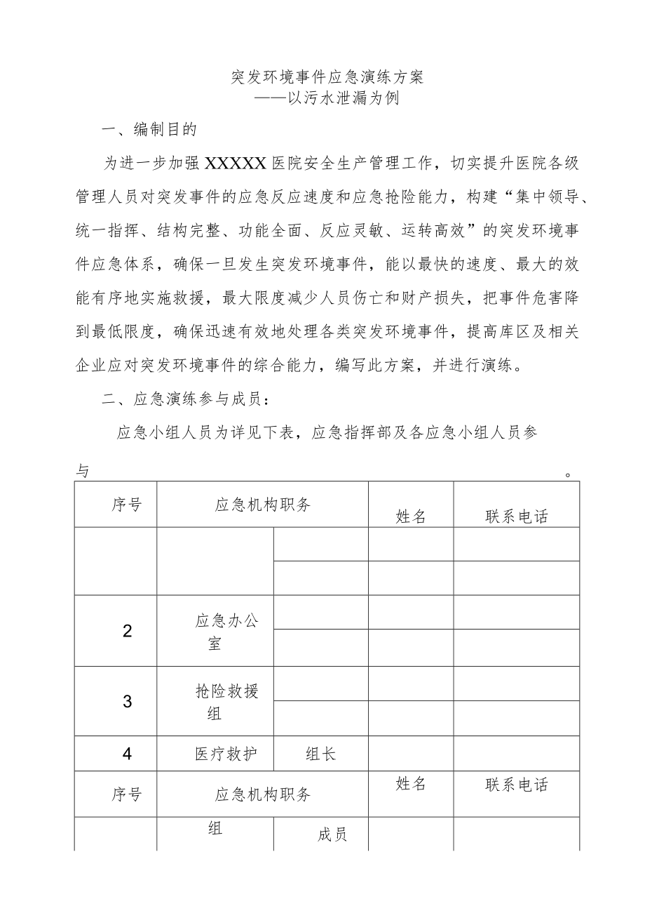 突发环境事件应急演练方案-污水泄漏.docx_第1页