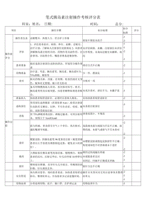 胰岛素笔操作考核评分表.docx