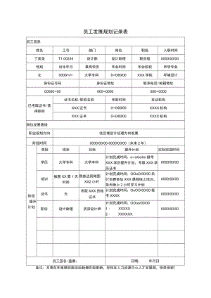 员工发展规划登记表.docx