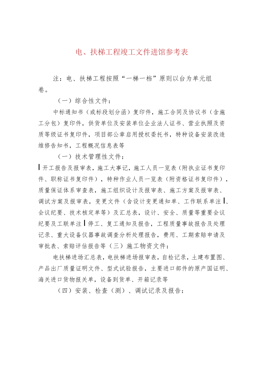 电、扶梯工程竣工文件进馆参考表.docx_第1页