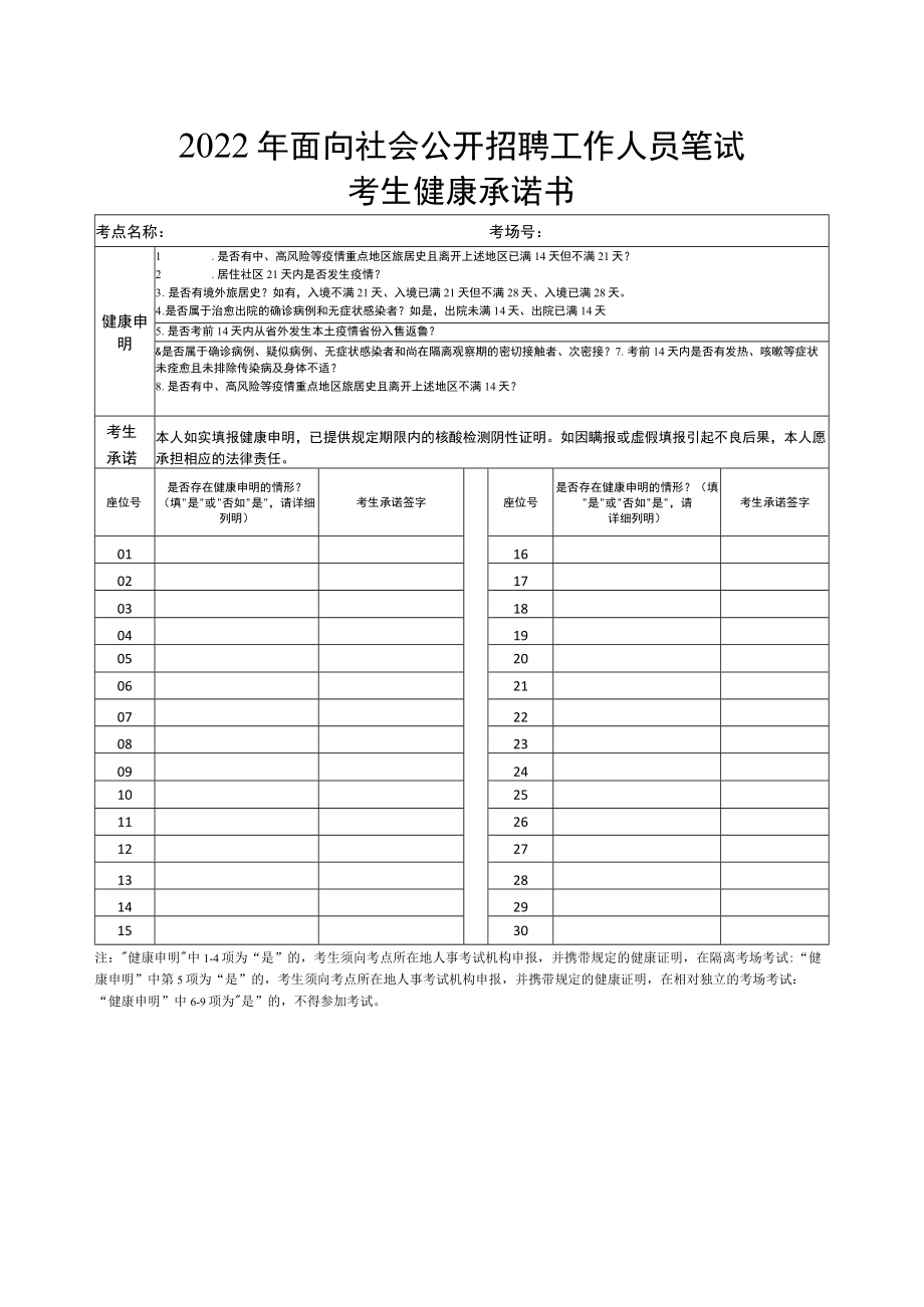 考试人员健康管理信息采集表.docx_第2页