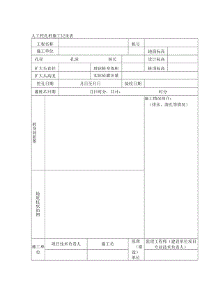 人工挖孔桩施工记录表.docx
