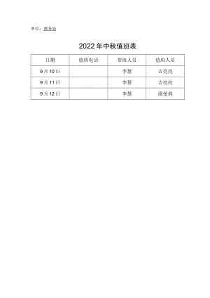 单位教务处2022年中秋值班表.docx