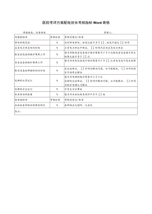 医院考评方案配电班长考核指标Word表格.docx