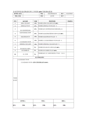 企业管理设备采购部经理工作绩效KPI考核指标量表.docx