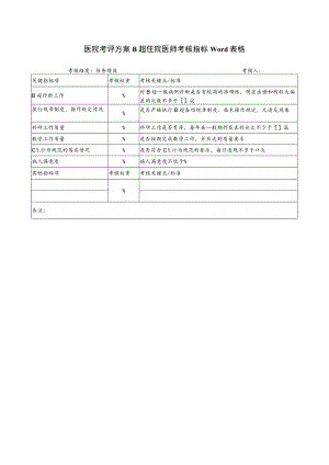 医院考评方案B超住院医师考核指标Word表格.docx