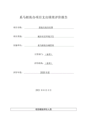 系马桩街办项目支出绩效评价报告.docx