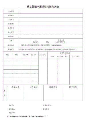 给水管道水压试验检测方案表.docx