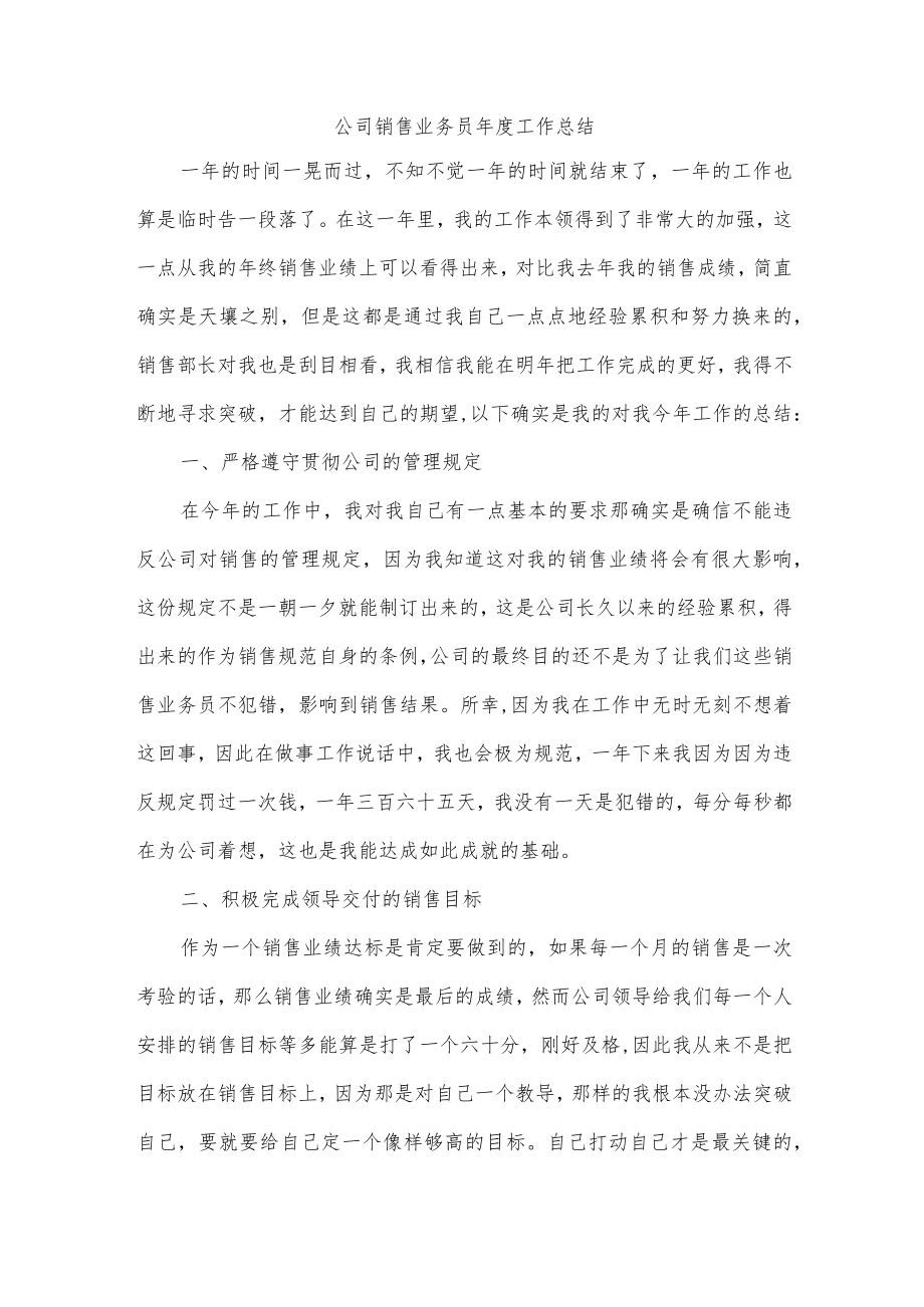 公司销售业务员年度工作总结.docx_第1页
