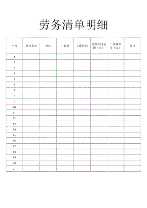 劳务清单明细.docx