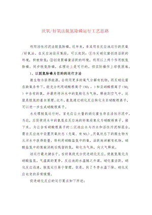 厌氧好氧法脱氮除磷运行工艺思路.docx