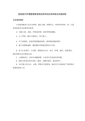 医院医疗护理管理患者突发猝死的应急预案及处理流程.docx