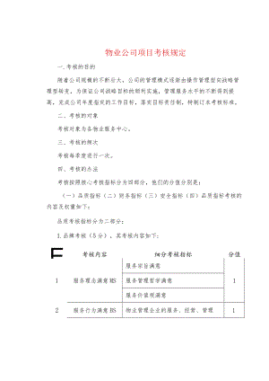 制度范文物业公司项目考核规定.docx