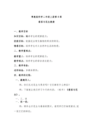 粤教版科学二年级上册第4课番茄与花生教案.docx