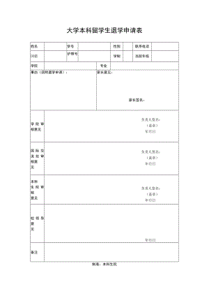 大学本科留学生退学申请表.docx