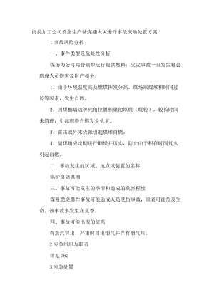 肉类加工公司安全生产储煤棚火灾爆炸事故现场处置方案.docx