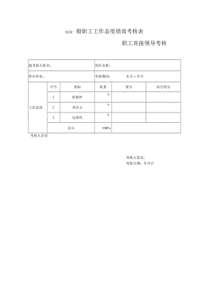 医院一般职工工作态度绩效考核表.docx
