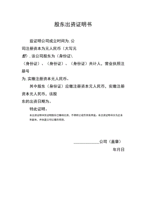 股东出资证明书.docx