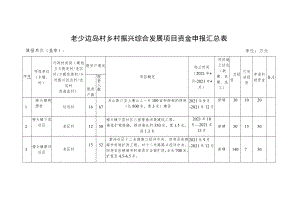 老少边岛村乡村振兴综合发展项目资金申报汇总表.docx
