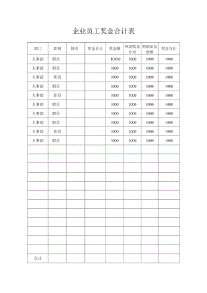 企业员工奖金合计表.docx